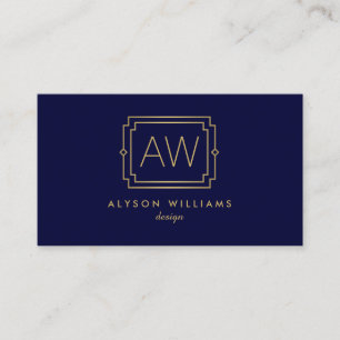Elegante Art Deco Professionele Monogram Marine/Go Visitekaartje