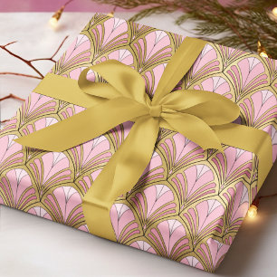 Elegante Art Deco Roze Goud Luxe Vintage Patroon Cadeaupapier
