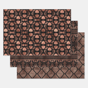 Elegante Art Deco Roze Gouden Patronen Inpakpapier Vel