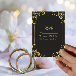 Elegante Art Deco  RSVP-kaart Kaart