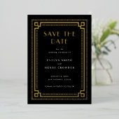 Elegante Art Deco Save the Date Kaart met rand (Staand Voorkant)