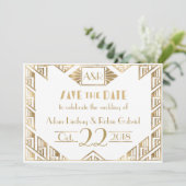 Elegante Art Deco Trouwkaart Save The Date Kaart (Staand voorkant)