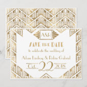 Elegante Art Deco Trouwkaart Save The Date Kaart (Voorkant / Achterkant)