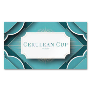 Elegante Art Deco Turquoise Goud Geometrisch Magnetisch Visitekaartje