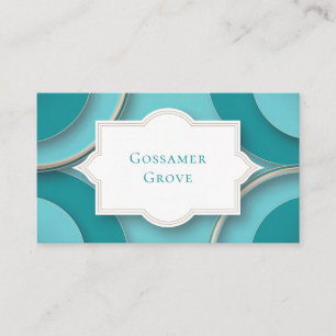 Elegante Art Deco Turquoise Schelp Frame Gelaagde Visitekaartje