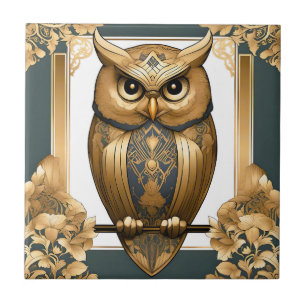 Elegante Art Deco Uil Tegeltje