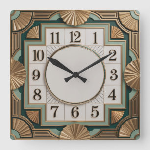 Elegante Art Deco Vierkante Klok
