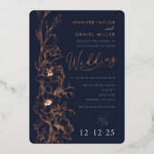 Elegante Art Deco Wildflower bruiloft uitnodiging (Voorkant)