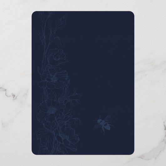 Elegante Art Deco Wildflower bruiloft uitnodiging (Achterkant)