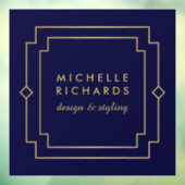 Elegante Art Deco Zakelijk Navy/Goud Raamsticker (Vel 3)