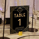 Elegante Art Deco Zwart Goud Trouwtafel Nummer Kaart