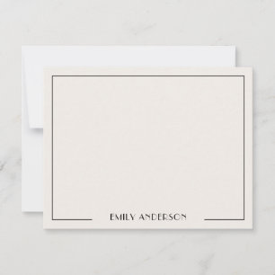 Elegante Art Deco Zwarte en Ivoren Monogram Rand Notitiekaartje