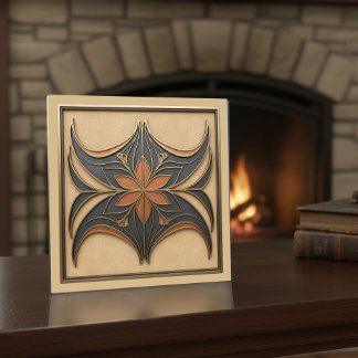 Elegante Art Nouveau Abstracte Bloem #17 ID1193 Tegeltje