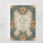 Elegante Art Nouveau Bloemenbruiloft Save The Date (Voorkant)
