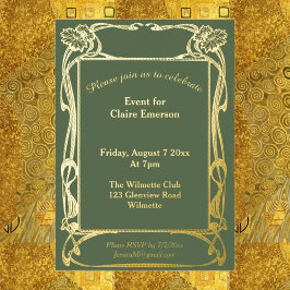 Elegante art nouveau bloemensierlijst folie uitnodiging