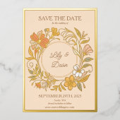 Elegante Art Nouveau bloemfolie Save the Date kaar Folie Uitnodiging (Voorkant)