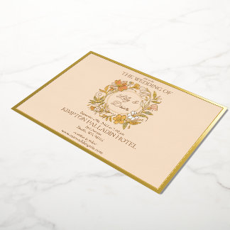 Elegante Art Nouveau bloemige trouwuitnodiging Folie Uitnodiging