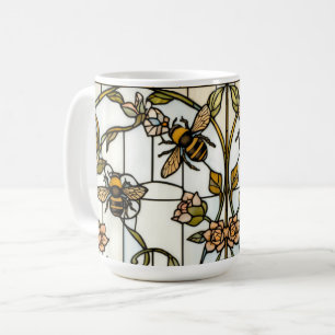 Elegante art nouveau botanische bij glasschilderin koffiemok