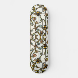 Elegante art nouveau botanische bij glasschilderku skateboard