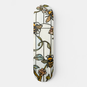 Elegante art nouveau botanische bij glasschilderku skateboard