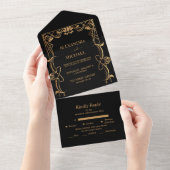 Elegante Art Nouveau bruiloft All In One Uitnodiging (Afscheurbaar)