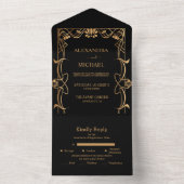 Elegante Art Nouveau bruiloft All In One Uitnodiging (Binnen)