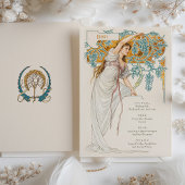 Elegante Art Nouveau Bruiloft Drinken Menu Kaart