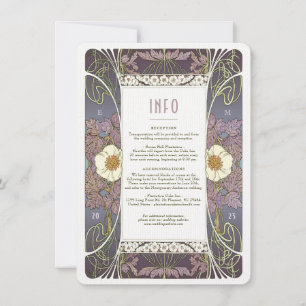 Elegante Art Nouveau bruiloft info Kaart