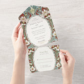 Elegante Art Nouveau bruiloft met RSVP-kaart All In One Uitnodiging (Afscheurbaar)