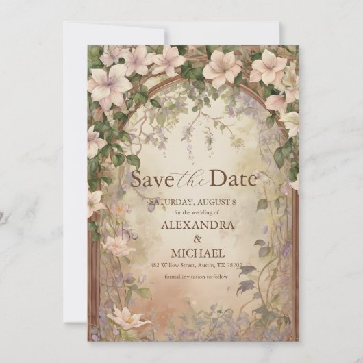 Elegante Art Nouveau bruiloft Save The Date (Voorkant)