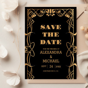 Elegante Art Nouveau bruiloft Save The Date