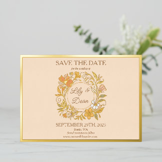 Elegante Art Nouveau Floral Folie Save the Date Ka Folie Uitnodiging