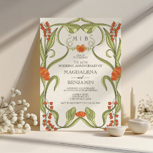 Elegante Art Nouveau Floral Jubileum Kaart