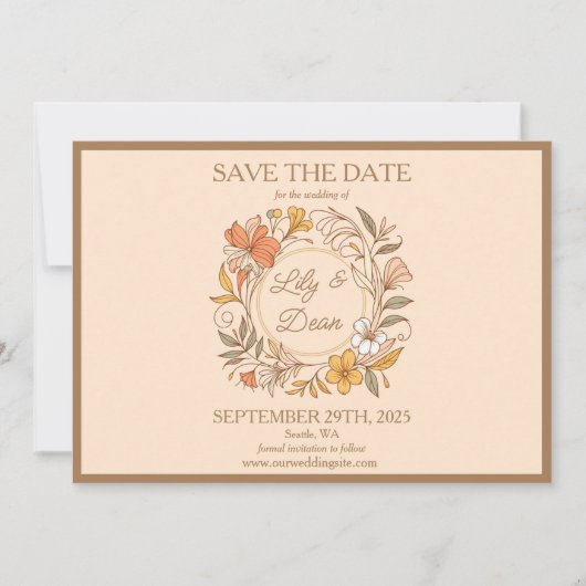 Elegante Art Nouveau Floral Save the Date (Voorkant)