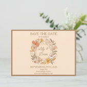 Elegante Art Nouveau Floral Save the Date (Staand voorkant)
