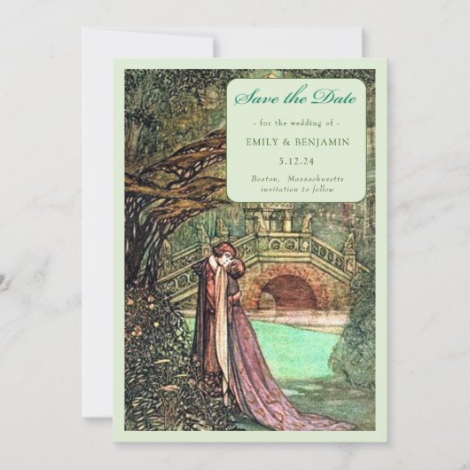 Elegante  Art Nouveau Forest bruiloft Save The Date (Voorkant)