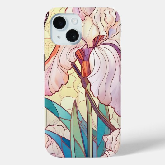 Elegante Art Nouveau Glas in lood Iris Vlinder Case-Mate iPhone Case (Achterkant)