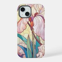 Elegante Art Nouveau Glas in lood Iris Vlinder