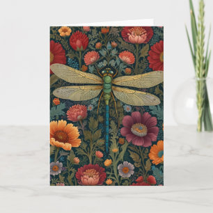 Elegante art nouveau herfst bloemendracht Libelle Kaart