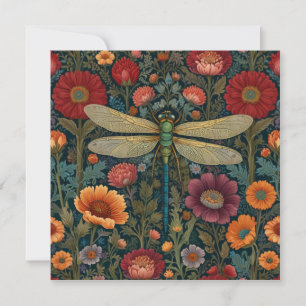 Elegante art nouveau herfst bloemige Libel Kaart