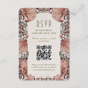 Elegante Art Nouveau-huwelijks-RSVP-kaart met QR-c Kaart