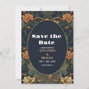 Elegante Art Nouveau Huwelijksbloemen Save The Date