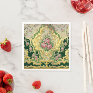 Elegante Art Nouveau Metaal Goud Roze Rozen Eettaf Servet