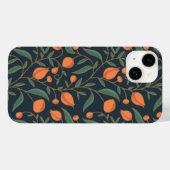 Elegante Art Nouveau Sinaasappel Bloemen Hand gete Case-Mate iPhone Case (Achterkant (horizontaal))