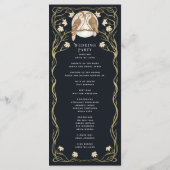 Elegante Art Nouveau Uilen Bruiloft Programma (Achterkant)