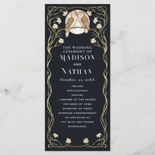 Elegante Art Nouveau Uilen Bruiloft Programma