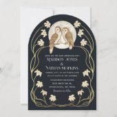 Elegante Art Nouveau Uilen Wedding Arch Kaart (Voorkant)