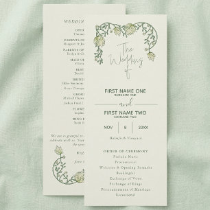 Elegante art nouveau vintage bloem bruiloftsprogra programma