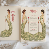 Elegante Art Nouveau Wedding Menu Kaart