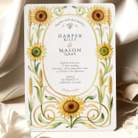 Elegante Art Nouveau Zonnebloem & Tarwe Gouden Bru